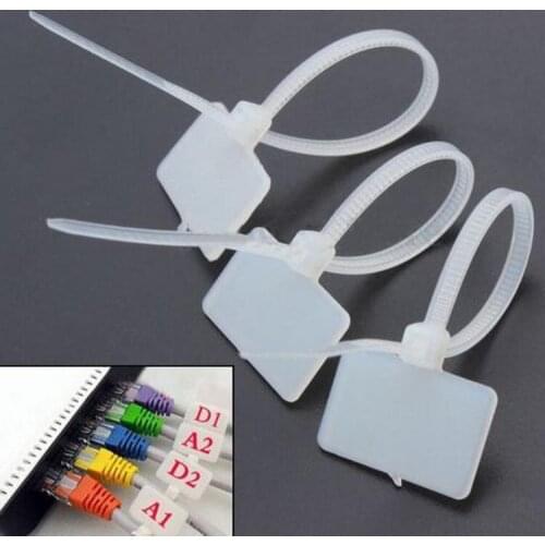 100pcs Easy Mark Nylon Cable Ties Tag Labels Plastic Loop Ties Markers Cable Tag Self-locking Zip Ties