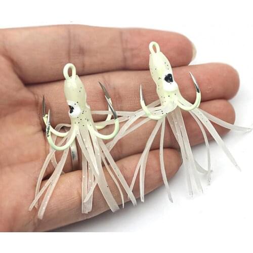 2Pcs/Set Luminous 4 Hooks Sharp Octopus Shape Artificial Fishing Lures Fishing Accessories for Fishing Lover