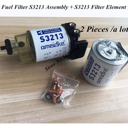 2Pcs Fuel Filter S3213 Assembly and S3213 Filter Element Diesel Fuel Water Separator Marine Engine Boat Outboard