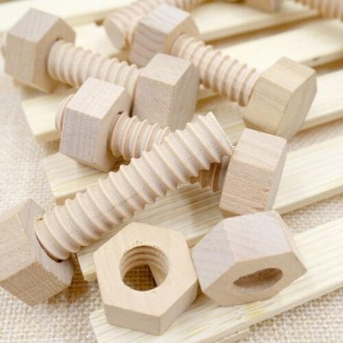 3 Pcs Wooden Screw Nut Building Assembling Blocks Hands-on Teaching Puzzle Toys