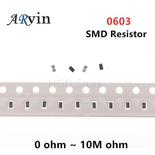 300Pcs 1% 0603 SMD Resistor 0R ~ 10M 1/10W 0 0.1 1 10 100 150 220 330 ohm 1K 2.2K 10K 100K 0R 0.1R 1R 10R 100R 150R 220R 330R 1M