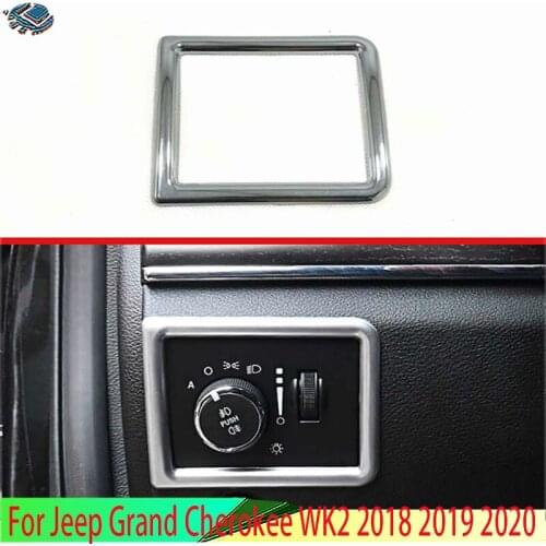 For Jeep Grand Cherokee 2018 2019 Car Styling Accessories ABS Chrome Head Light Switch Button Control Panel Cover Trim Bezel