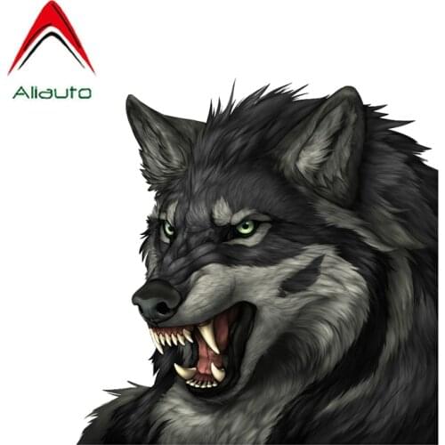 Aliauto Personality Car Sticker PVC Cool Gray Angry Wolf Window Wall Auto Motorcycle Decal Waterproof Sunscreen ,14cm*14cm