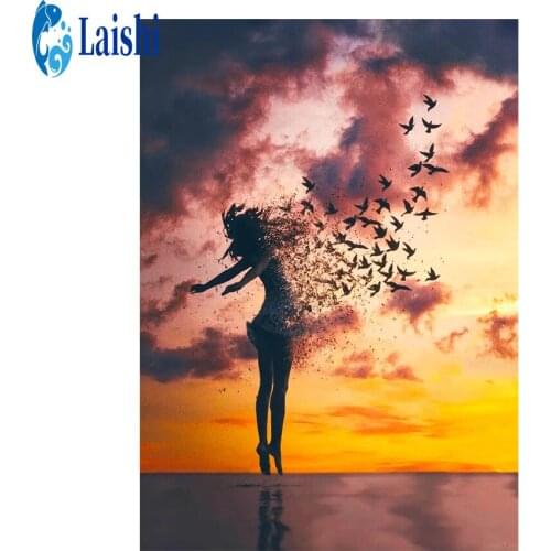 5D DIY Diamond painting Abstract dancing girl circle full round drill character mosaic cross stitch mosaic home decor label