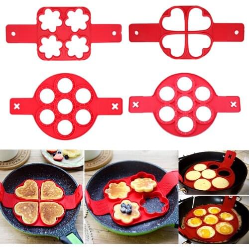 7 Holes Nonstick Pancake Maker DIY Cooking Tool Round Heart Pancake Maker Pan Flip Frying Eggs Mold Kitchen Baking Accessories