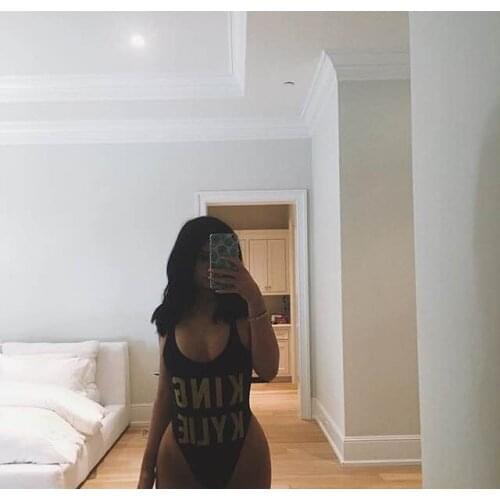 Free shipping Bathing Suits beachwear KING KYLIE Jumpsuit ONE PIECE Gold letter print Women Sexy Bodysuit Swimwear rompers