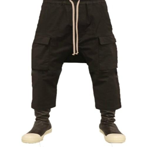 Seven Pants Men Side Pocket Pants Cropped Casual Fashion Tide Cotton Harem Pants Plus Size Costumes Spring And Summer 28-46