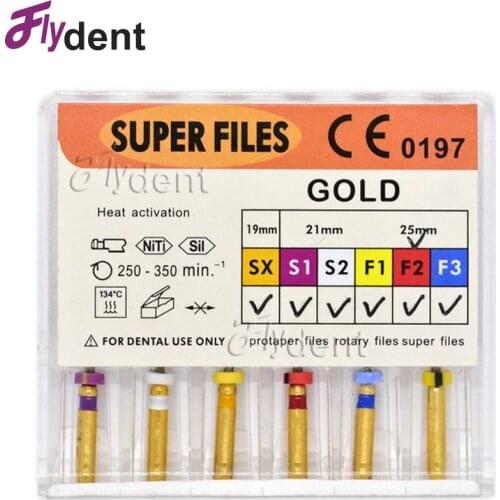 Flydent Dental Endo Rotary Files golden for Root Canal Preparation Engine Use Niti gold files
