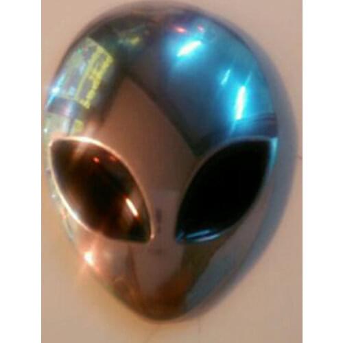 Chrome Metal 3D Alien Head Motorcycle Sticker Badge Car Decals