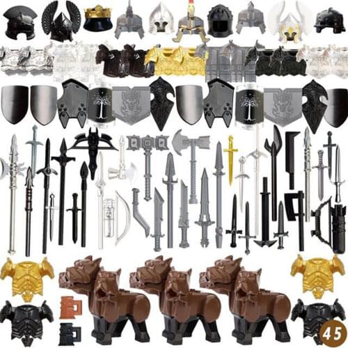 82Pcs Medieval Ancient Rome Egypt Style Building Block Figure Weapon Shield Helmet Armor Kit (Compatible small building blocks )