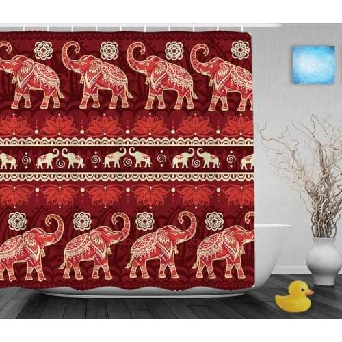 Beautiful African Elephat Decor Shower Cutains Animal Designed Bathroom Shower Curtains Polyester Waterproof Fabric With Hooks