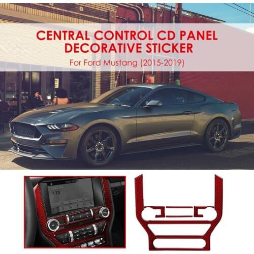 Red Carbon Fiber Center Console Control Panel Trim Excellent Craftsmanship Well Enduring Cover for Ford Mustang 15-19