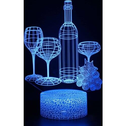 Creative Gift Visual Table Lamp Mount Fuji Bitcoin Wine Abstract Series Maple Leaf 3D Night Light Colorful Touch Remote Control