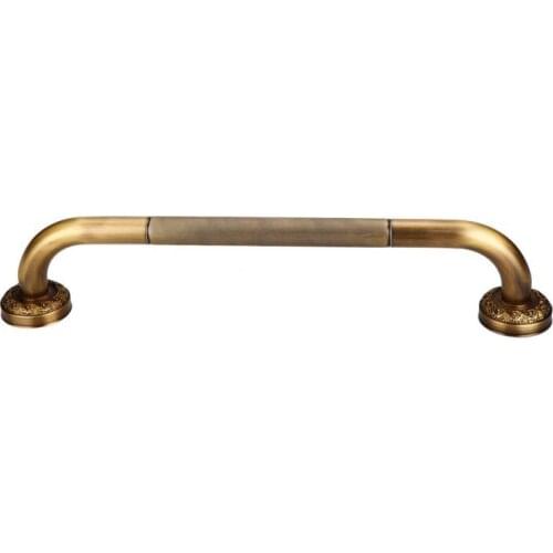 Brass Bathroom Tub Toilet Handrail Carved Shower Tub Safety Grab Bar Wall Mounted Antique Style Shower Safety Support Handle