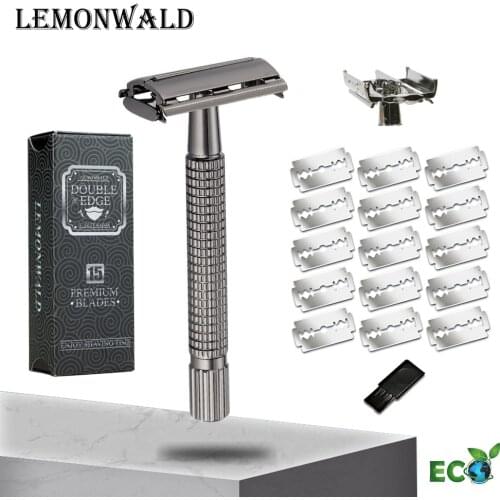 LEMONWALD New Adjustable Double Edge Shaving Safety Razor Shaver Blades Zinc Alloy Chrome Razors With 5 blades