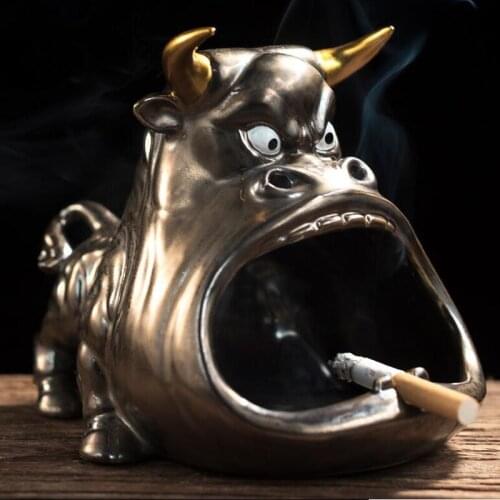 Cartoon cow ashtray living room coffee table decorations Anti-ash portable ashtray Home Hotel Office Supplies/Gifts