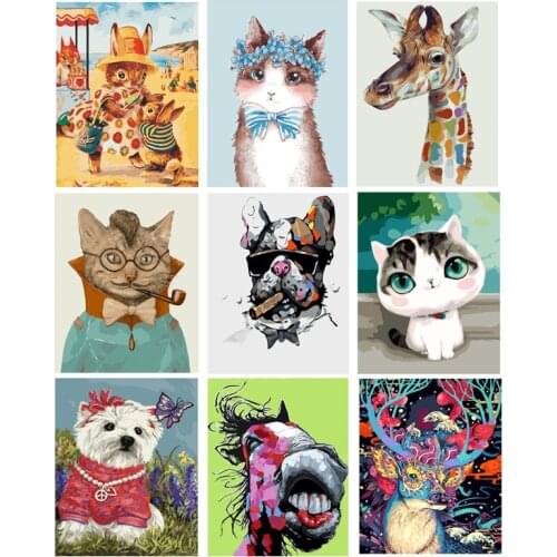 DIY 5D Diamond Painting Animal French Bulldog Giraffe Cat Cross Stitch Kit Full Drill Embroidery Mosaic Art Picture Home Decor
