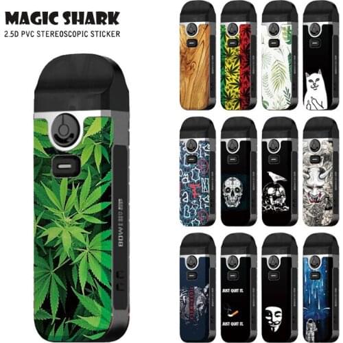 Magic Shark 100% New Leaf Wood Print Skull Evil Bear Che Guevara Sticker for Smok Nord4 Tape Film Case for Smok Nord 4 4th