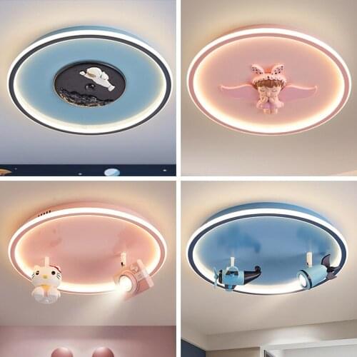 Nordic Modern Ceiling Lights for Childrens Room Astronaut Pink Kitty LED Bedroom Lamp Boys and Girls Kids Room Light Fixtures