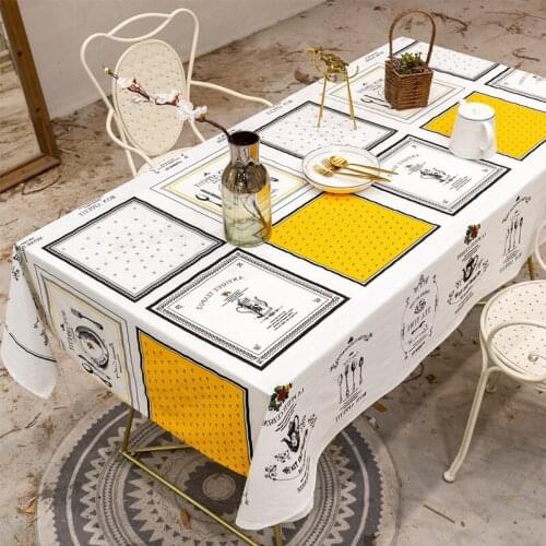 New Nordic tablecloth decorative cloth, cotton and linen, small fresh fabric Fang Gezi tablecloth, waterproof coffee table cloth