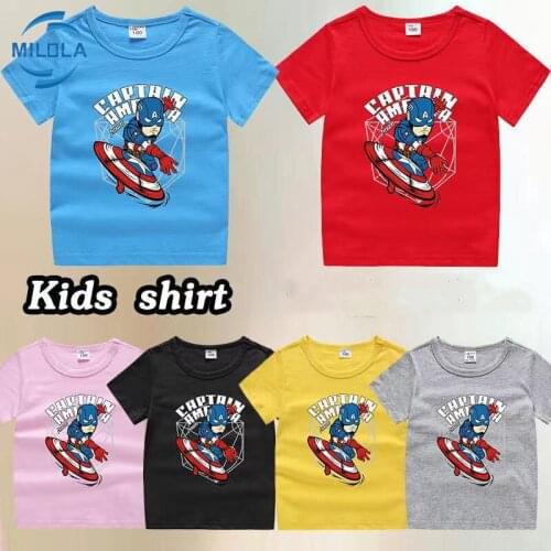 Disney Captain New summer childrens T-shirt fashion steel Marvel Iron Man print short-sleeved casual baby cotton clothes