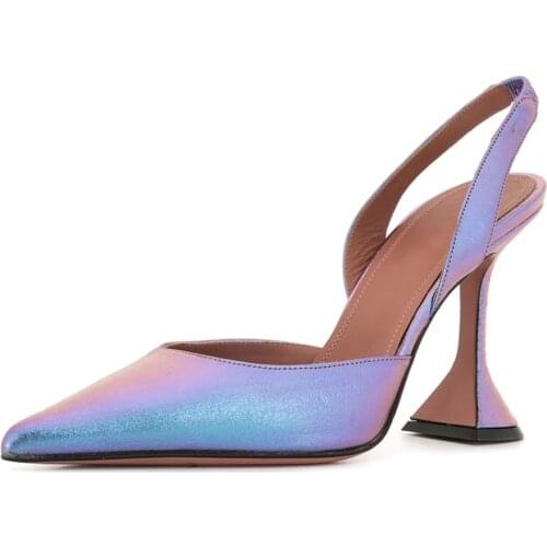 New Products Pointed Women Sandals Ankle Strap Shallow Mouth Leopard or Gradient All-match Sexy Shoes Female 2021