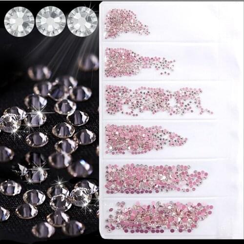 Approx 1700pcs SS3-SS10 Rose Pink Base Crystal Clear AB Rhinestone For DIY Nail Arts Decoration Strass High Quality