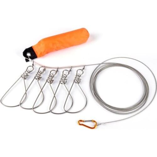 Fishing Lock Buckle Stainless Live Fish Lock and Lock rope length 5M with five Fishing Tackle