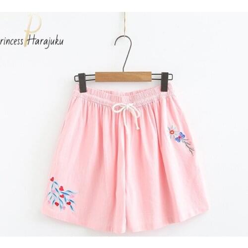 S-4XL High Waist Women Short Summer Embroidery Flowers Sports Hot Shorts Fashion Casual Clothes Fitness Short Female Plus Size