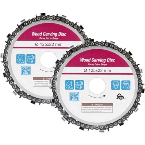 SHGO HOT-2Pcs 5 Inch Grinder Chain Disc Wood Carving Disc Circular Saw Blade 22 Tooth Fine Shaping Disc for 115mm Angle Grinder