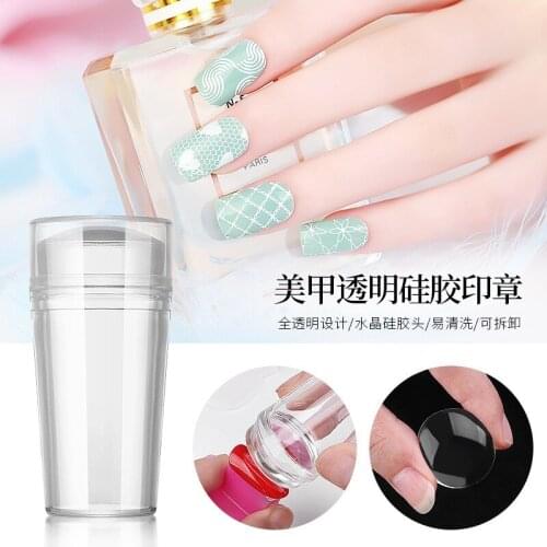 Pure Clear Jelly Silicone Nail Stamping Silicone Nail Art Templates Plate Scraper With Cap Art Stamper Scraper Makeup Tools