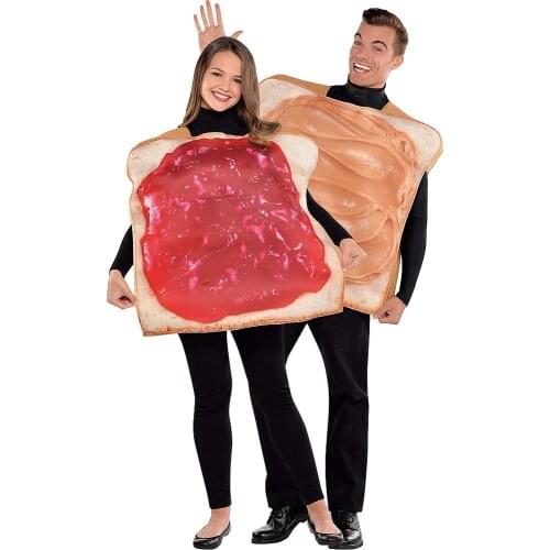 Snailify Funny Couple Costume For Halloween Peanut Butter And Jelly Jam Costume Adult Donut Cosplay Food Outfit