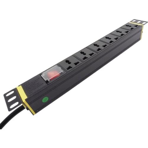 1U 6 Units Universal PDU Power Strip Indicator Network Cabinet Rack Sockets Standard Outlet Switch Supply Power Distribution