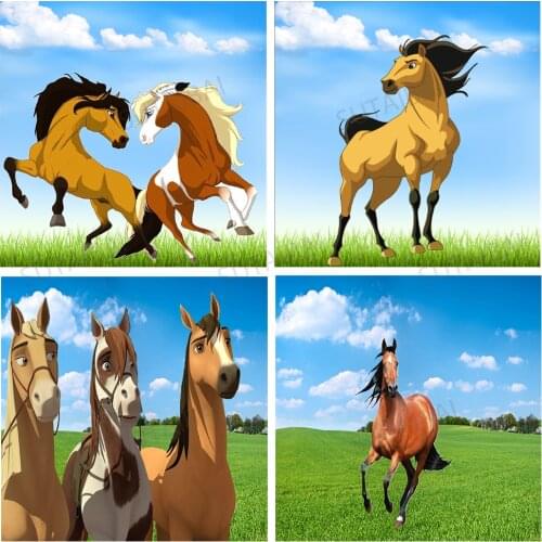 Birthday Photography Vinyl Background Custom Photo Studio Backdrop Spirit Horse Ranch Mountain Sky Baby Shower Party Background