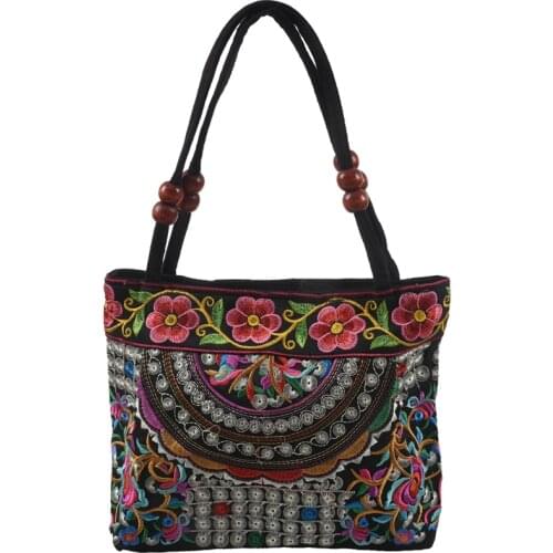 Chinese Style Women Handbag Embroidery Ethnic Summer Fashion Handmade Flowers Ladies Tote Shoulder Bags Cross-body Red Peony