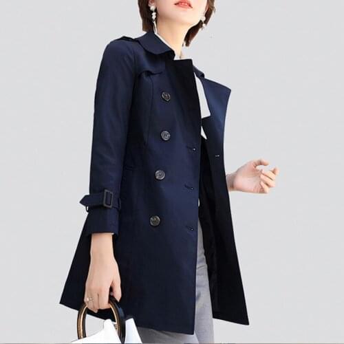 Womens windbreaker jacket double-breasted England 2020 womens jacket new fashion casual Slim vacation spring / autumn coat