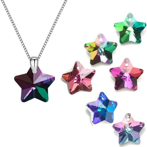 ZHUBI 14mm Crystal Star Pendant Charms Glass Loose Beads For Women Jewelry Making Necklaces DIY Earring Findings 20pcs/lot