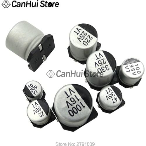 10Pcs SMD Electrolytic Capacitor 2.5V 4V 6.3V 10V 16V 25V 50V 100V 1uF 2.2uF 4.7uF 10uF 33uF 47uF 100uF 220uF 470uF 680uF 1000uF