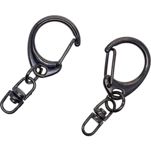 10x Alloy Black Carabiner Snap Clip Spring Hook Keychain Key Rings Bag Parts