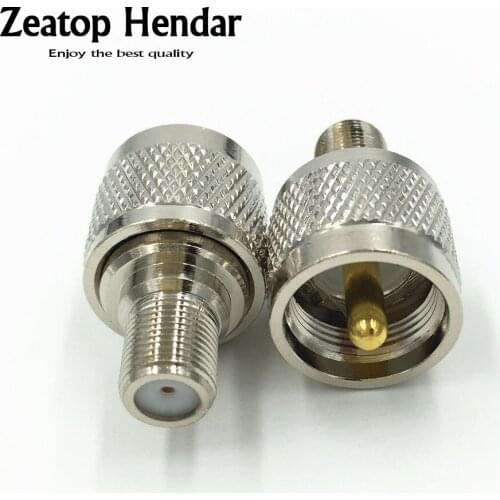 2Pcs Brass UHF Male PL259 PL-259 to F Female Jack RF coaxial Adapter UHF to F Connector
