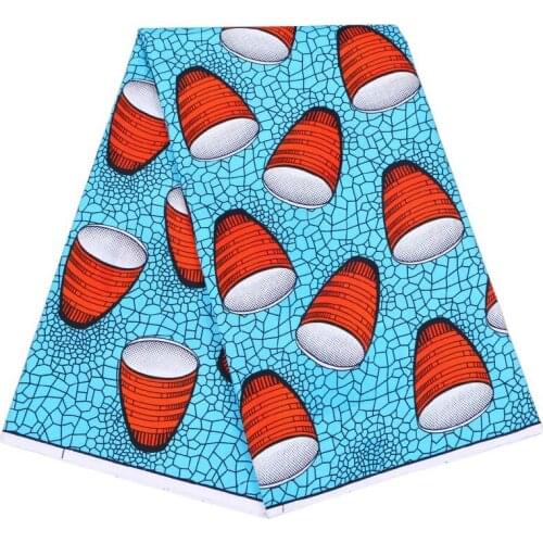 2019 Excellent Beautiful Pattern Print Sky-Blue Polyester Top Quality African Veritable Ankara Guaranteed Real Wax Fabric