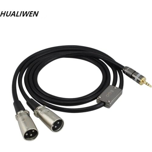 3.5MM male one minute two XLR male microphone cable 3.5MM to dual XLR male audio cable