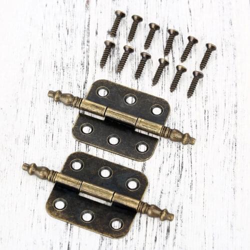 4pcs/kit Crown Hinge 6 Holes 12 Screws 70*35mm Antique Bronze Iron Decor Door Cabinet Jewelry Gift Box Drawer Furniture Hardware