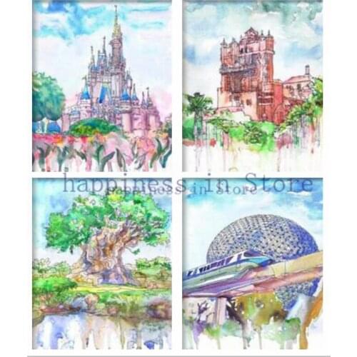 5D diy diamond painting gift landscape painting watercolor art full diamond inlaid handicraft cross stitch kit plant home decor