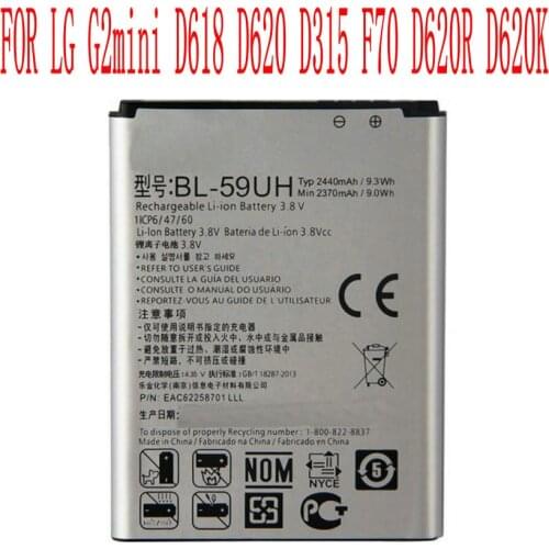 High Quality 2440mAh BL-59UH Battery For LG G2mini D618 D620 D315 F70 D620R D620K Cell Phone