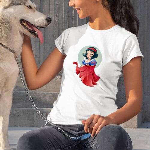 Snow White Disney Series Women T-shirts Kawaii Outdoor Summer New Products Color T Shirts Female Short Sleeve Dropship Comfort