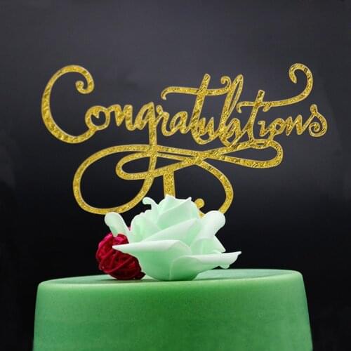 Glitter Gold Congratulations Acrylic Cake Topper 2019 New Cupcake Topper For Graduation Wedding Birthday Party Cake Decorations