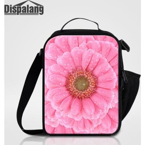 Dispalang Flower Print Cooler Lunch Bag For Women Kids Thermal Insulated LunchBag With Zipper Insulation Lunch Box Trip Food Bag