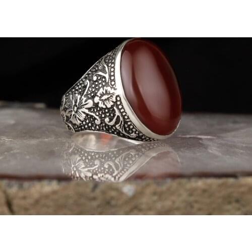 Agate Gemstone 925 Sterling Silver Men 'S Ring