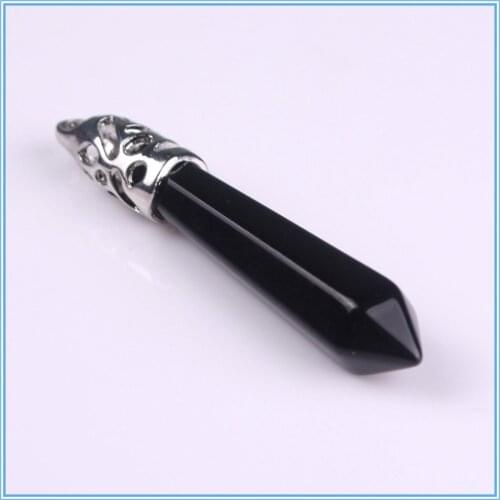 Druzy Mixed Natural Gems Stones Long Hexagonal Black Onyx Pointed Healing Reiki Chakra Pendant Charm 3pcs/lot